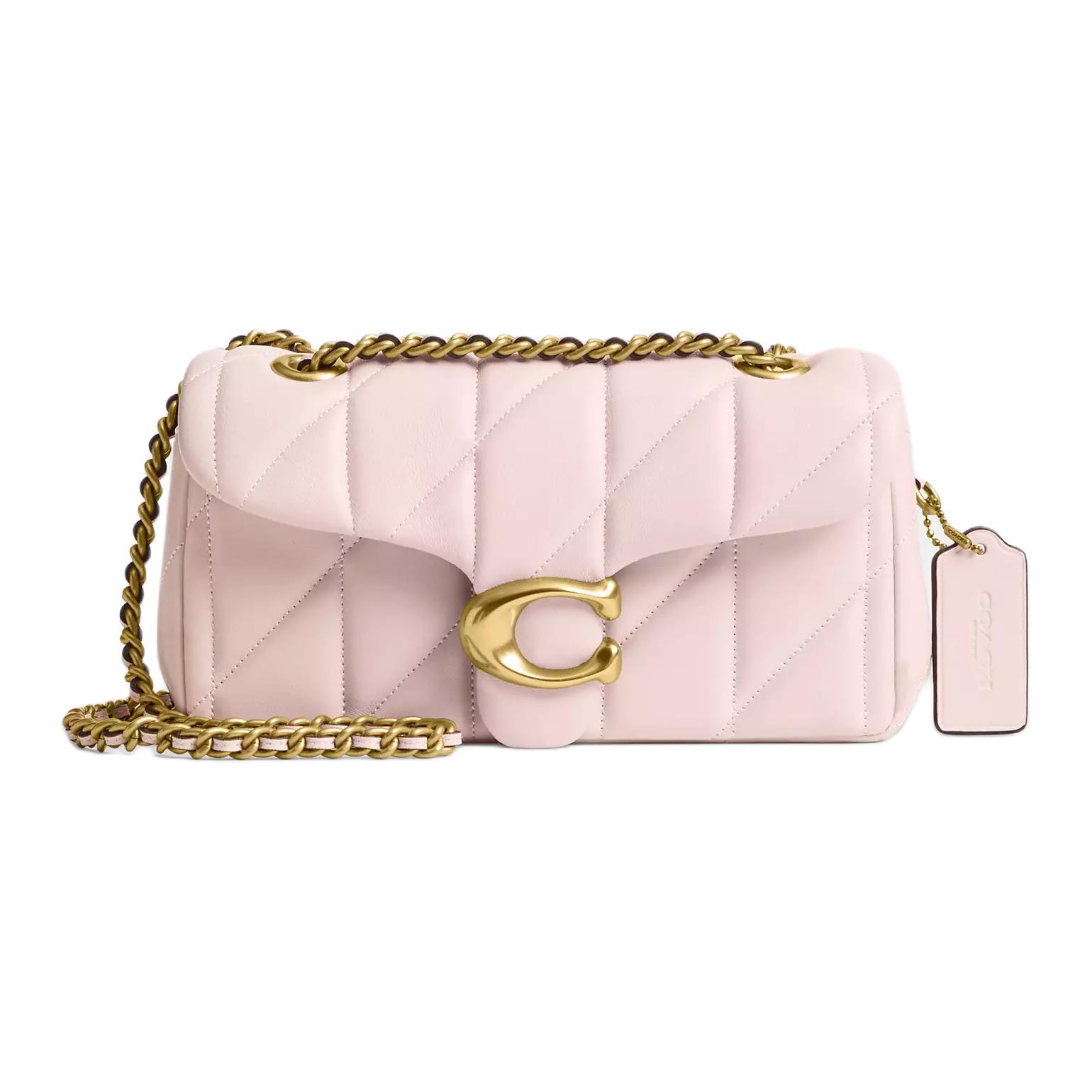 

Сумка через плече Coach Tabby 20 Класична стьобана шкіряна Маленька жіноча сумка через плече Латунна Рожева CP149-B4B5 Gift Box Set (Basic Set+Yellow Box)
