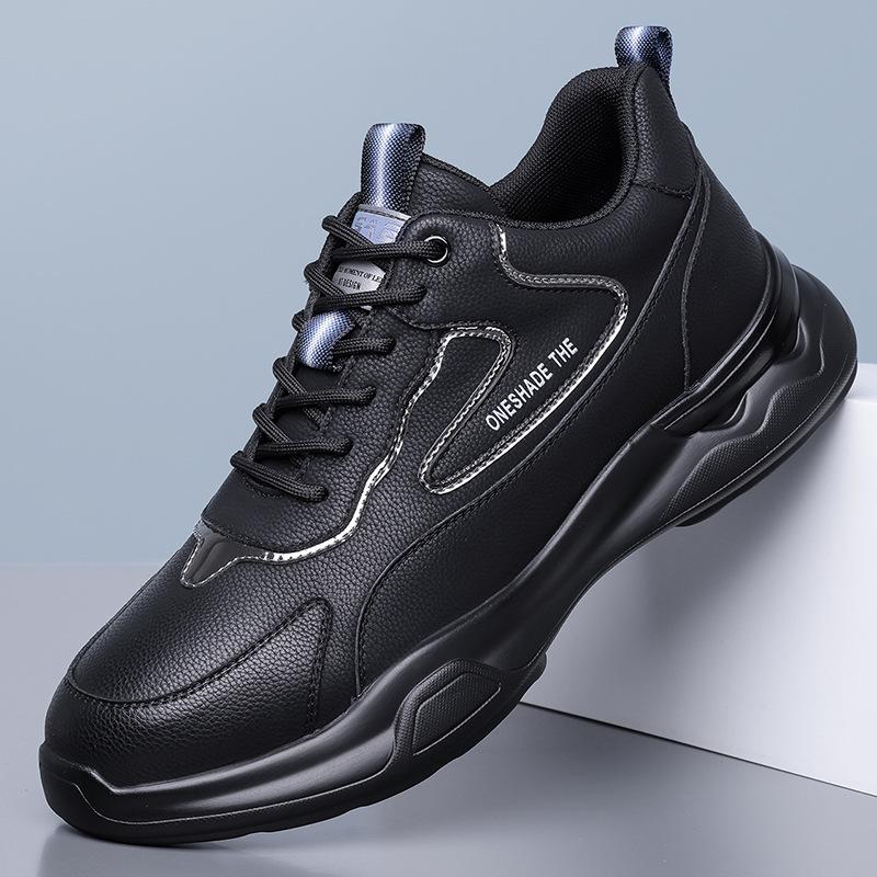 

2024 осень и зима новые мужские повседневные кожаные туфли мужские спортивные туфли на шнуровке белые легкие дорожные туфли 2359 44 чёрный