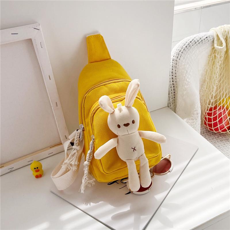 Children's Small Bag Cartoon Canvas Rabbit Breast Bag Boys and Girls Shoulder Bag Cute Baby Trend Messenger Bag