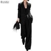 ZANZEA Women Long Sleeve Cardigan Tops and Long Pants Casual Two Piece Suit Sets