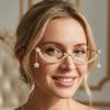 Y2k Rhinestone Glasses Frames Sparkling Girl Face Decoration Trendy Eyeglass Frame  Cosplay
