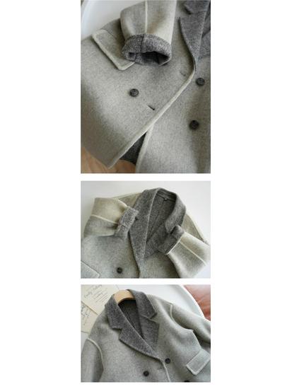 Kids' Korean-Style Gray Faux Cashmere Wool Coat for Autumn/Winter 2025 - Fashionable Double-Sided Woolen Jacket for Boys and Girls