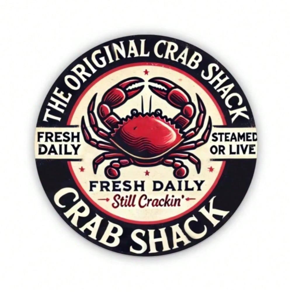 Crab House Metal Sign Wall Art for Kitchen Bar Cafe Home Decor Halloween Gift