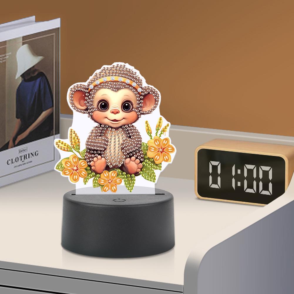 Cute Animal Diamond Painting LED Lamp with Tools 5D DIY Diamond Painting LED Light Acrylic for Bedroom Living Room Home Office
