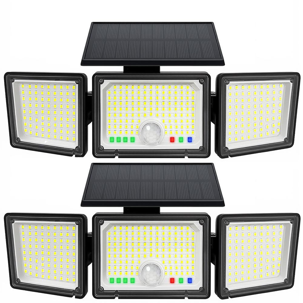 Solar Lights Outdoor 3 Heads Motion Sensor 286/236LED Security Flood Lights Waterproof 3 Modes Wall Lamp for Garden Patio Yard
