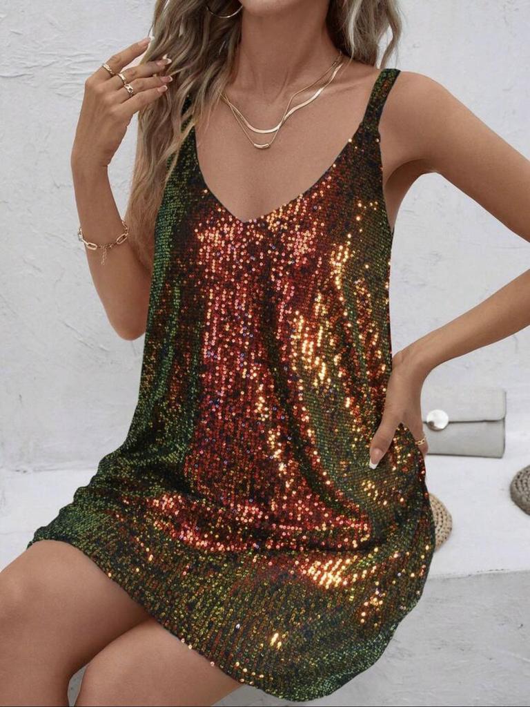 Sommer-Bestseller Rückenfreies Französisches Pailletten-Trägerkleid