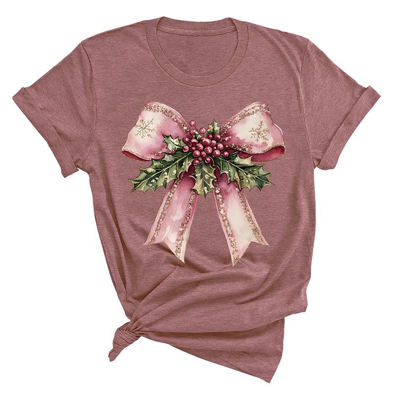 Christmas Printed Fashionable Women's T-shirt Christmas Trend Pure Cotton Casual Sportswear T-Shirts Women’s