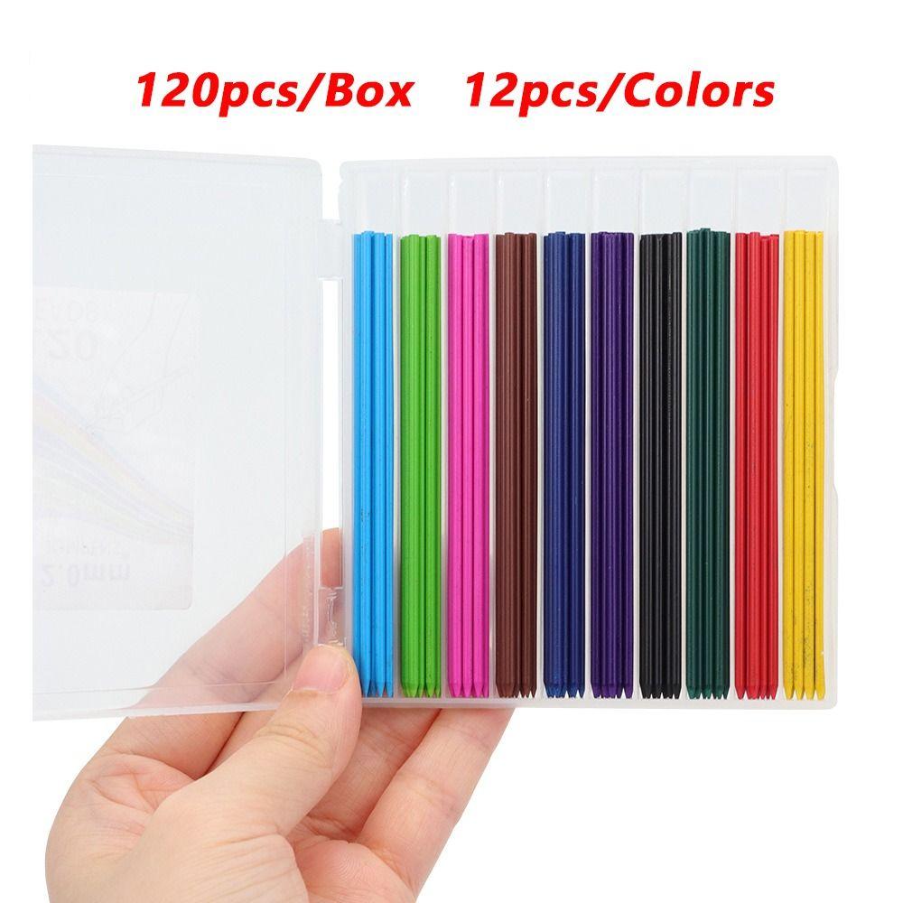 120pcs 10 Colors Mechanical Pencil Refills Large Capacity Propelling Pencil Replacement Refill