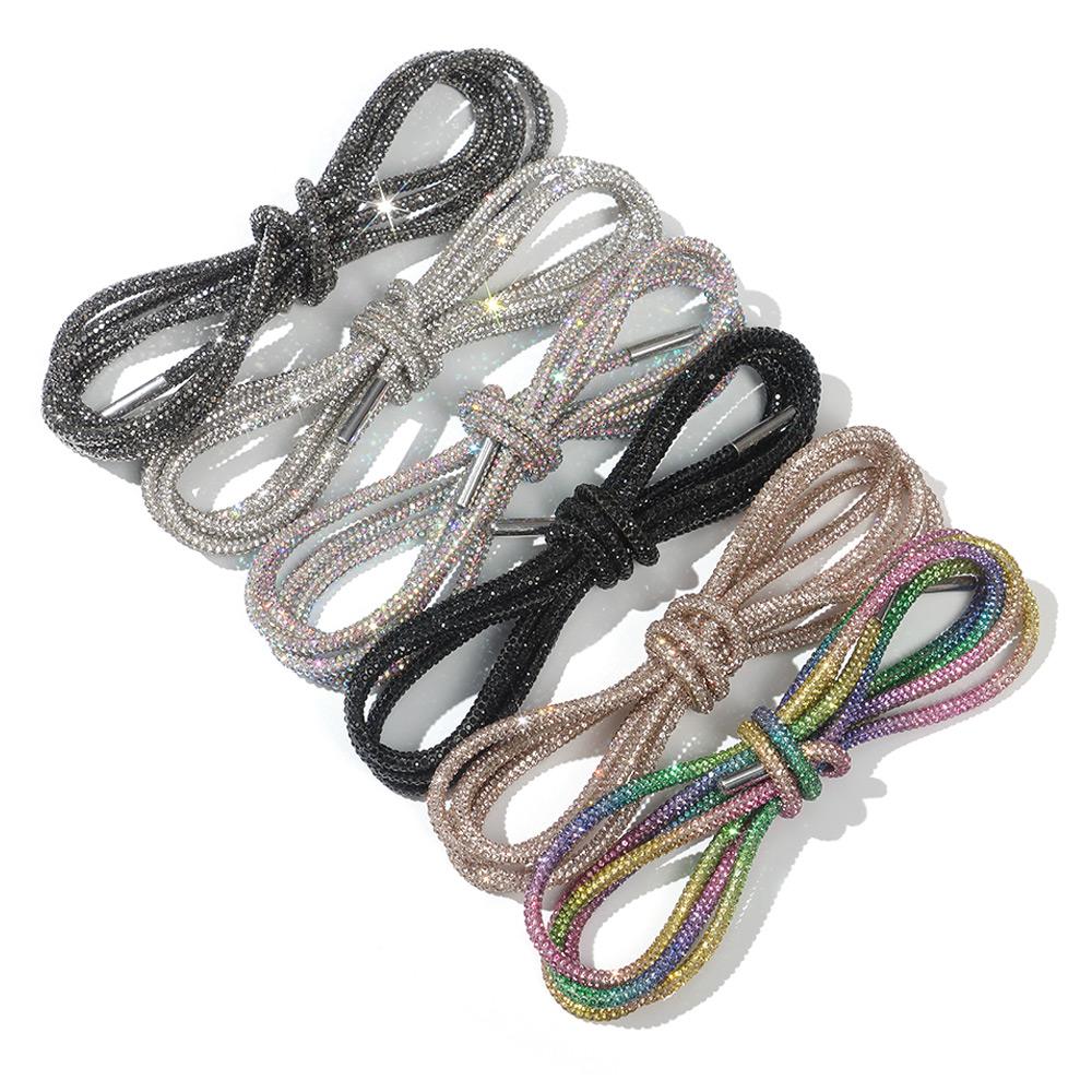 1PC Luxury Drawstring Cross Braiding Strap Shoe Laces Bright Strings Rhinestone ShoeLaces Sneakers Laces
