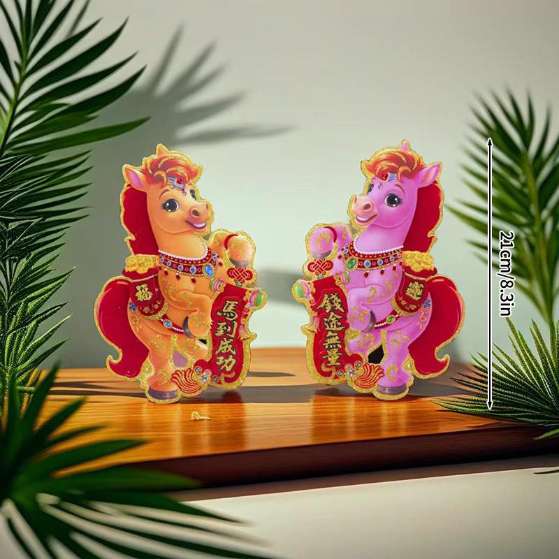 2026Chinese New Year Home Decor 3D Zodiac Horse Sticker Spring Festival Door Wall Sticker Lunar Year Window Clings New Year Gift