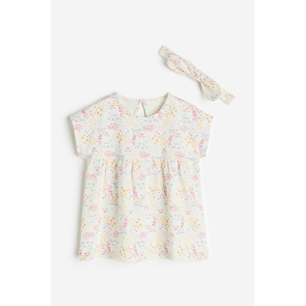 

HM Dress Комплект с повязкой на голову, белый цветочный принт