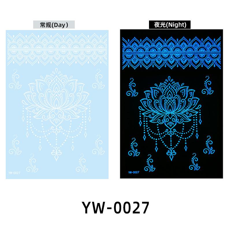 Glow In The Dark Indian Lace Tattoo Stickers - Henna Style Hand Body Art