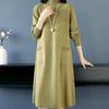 Solid Color Half Turtleneck Mid-length Knitted Dress for Women Long-sleeved Pullover Warm Winter Women's Sweater Dress