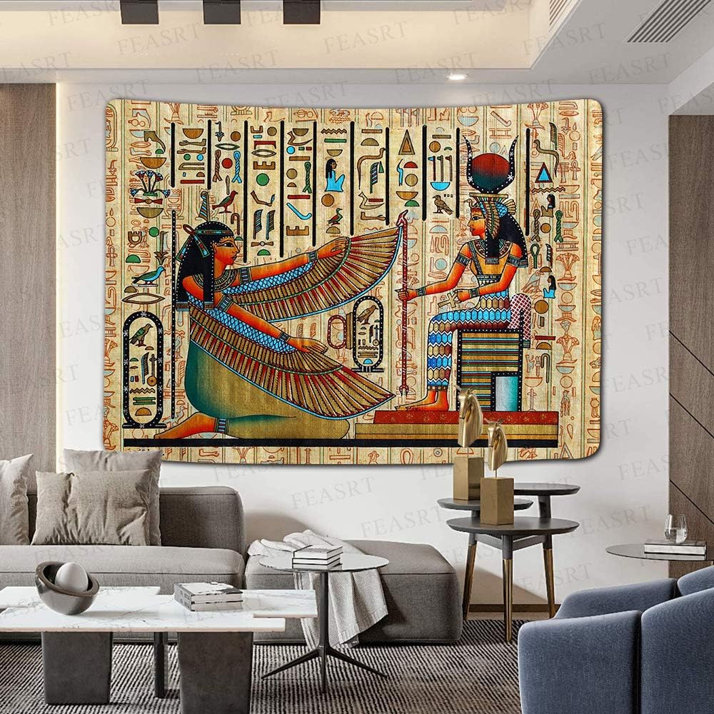 Ancient Egypt Mythology Tapestry Egyptian Gods Hieroglyphic Carvings Tapestries Art Wall Hanging For Living Room Bedroom Home