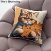 Autumn Fall Cute Cat Leaf Throw Pillow Covers Pattern Cushion Cover Suitable For Sofa Bedroom Car Pillow Cover