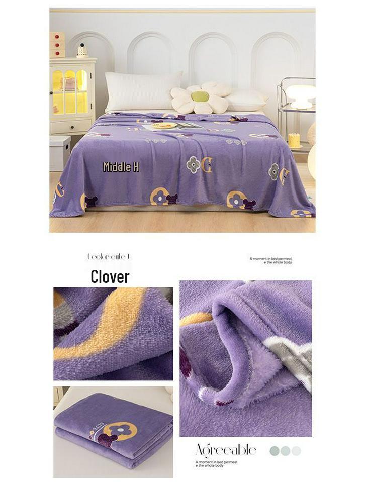 Flannel Insulated Air Conditioning Blanket for Dormitory, Single, and Double Beds