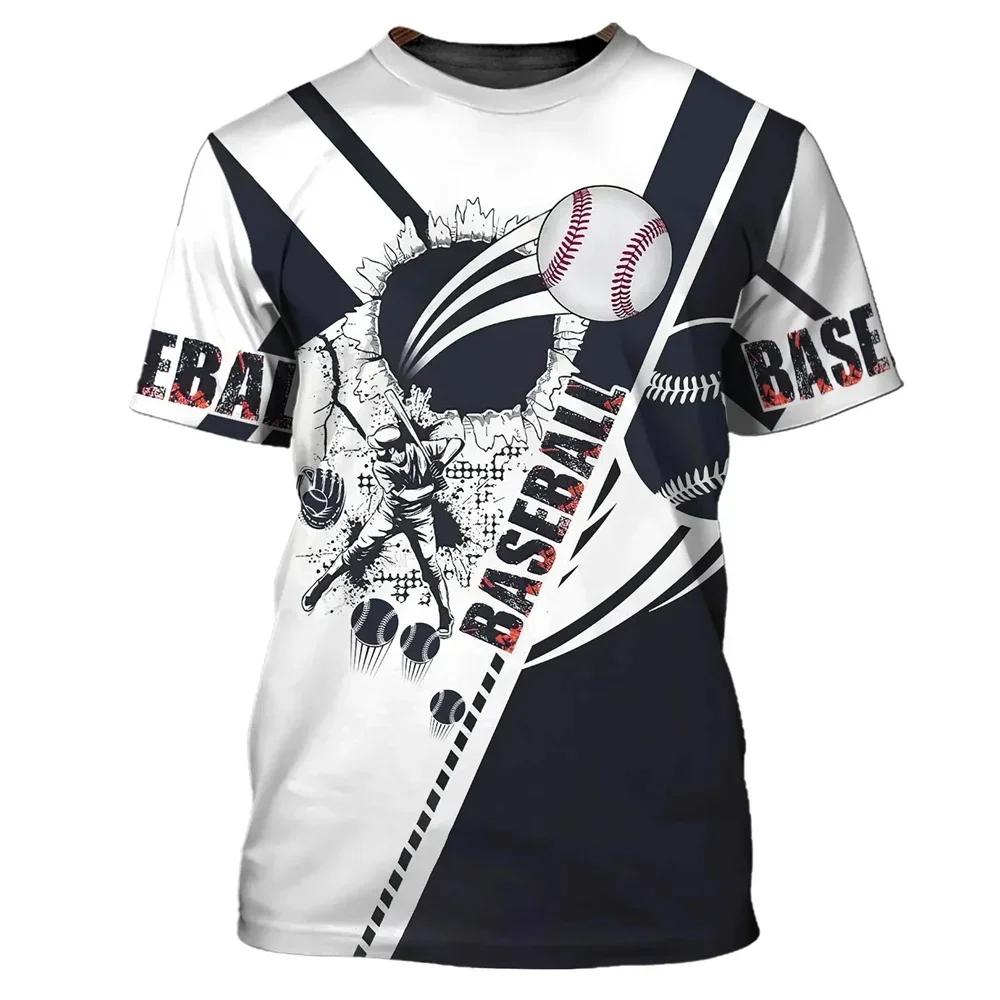 Baseball Sports 3D Printed Outdoor Men's Women's Short Sleeved T-shirt With Round Neck For Children Quick Drying Comfortable Top