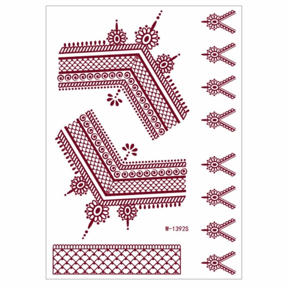 Lace Fake Tattoo Temporary Tattoo Red Mehndi Stickers Red Henna Tattoo Decals  Women/Lady