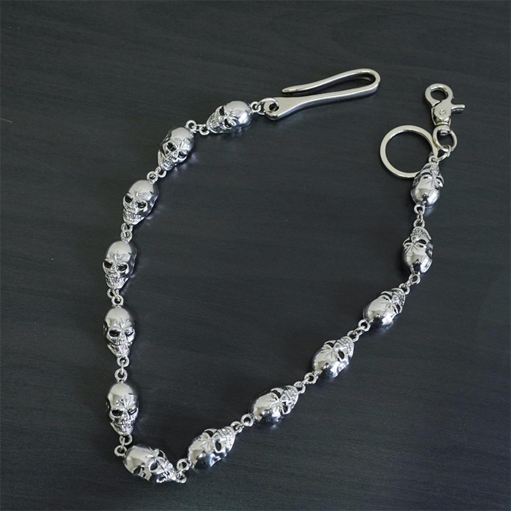 Catena Pesante Robusta per Portafoglio da Biker Catena con Teschio Punk Portachiavi Metallico Catena con Moschettone
