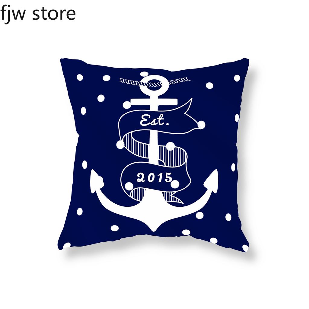 Nautical Series Pillowcase Blue Mediterranean Cushion Cover Sofa Chair Car Office Decoration Ornament Home  45x45cm