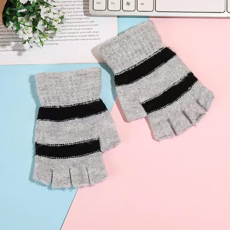 

Мужские и женские зимние вязаные велосипедные перчатки с откидными пальцами - Теплые, Защищающие от холода, Плюшевые и Толстые. One Size