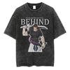 Men's T-shirt Vintage Gojo Anime DTG Printed Washed Short Sleeved Oversized Harajuku Men Clothes Tee Hip Hop Unisex Cotton High Quality Short Sleeves