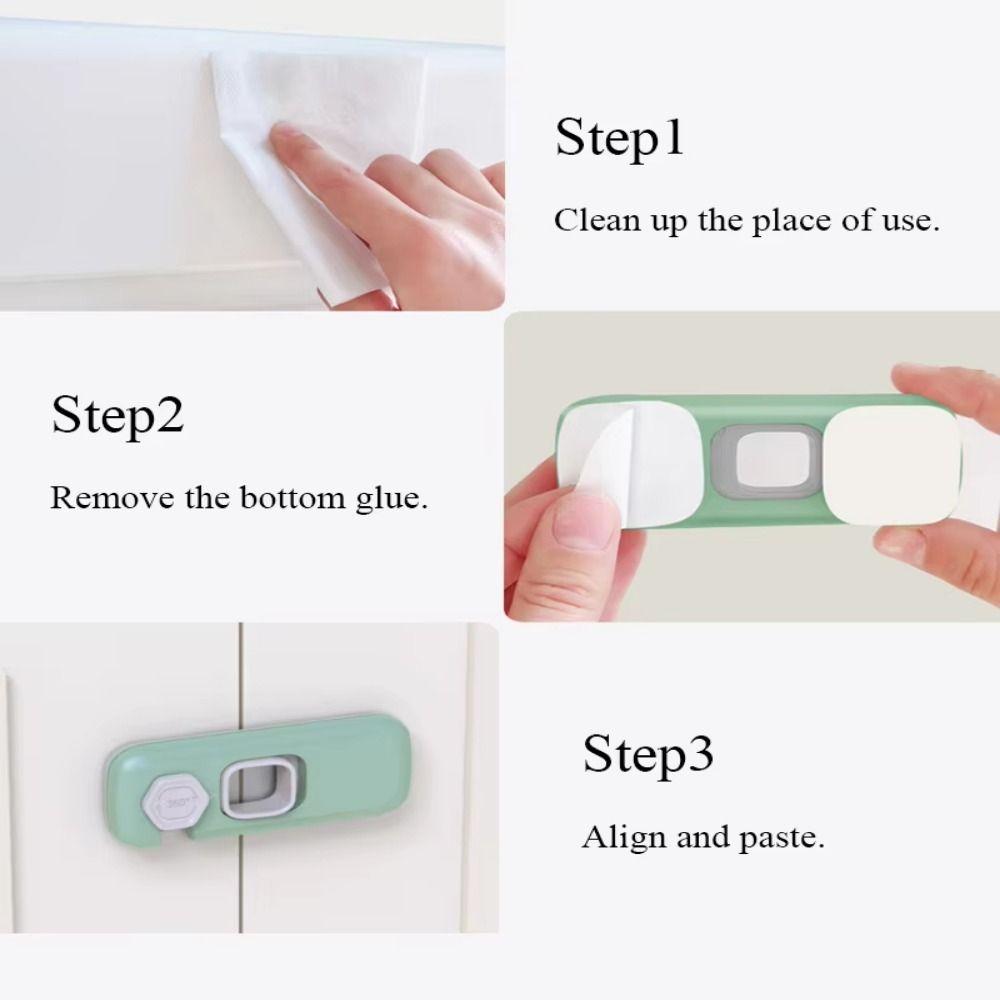 2Pcs Anti-Pinch Design Cabinet Lock No Tools Installation Drawer Door Locks Baby Proofing