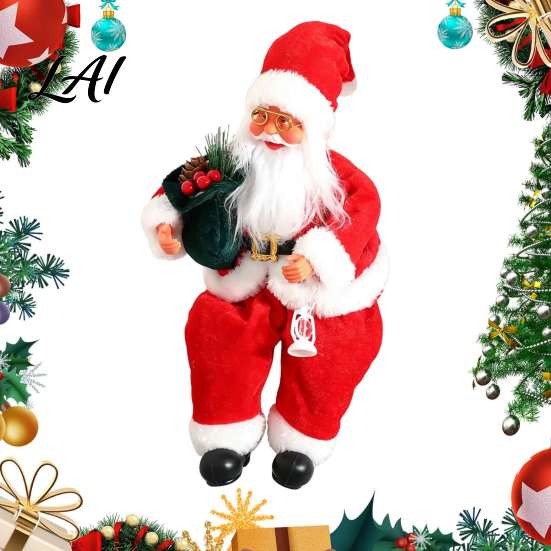Christmas Sitting Santa Decorations Plush Claus Figurine 11.81 Inch Fabric Party Supplies for Kids Doll Holiday Home Decoration And Festive