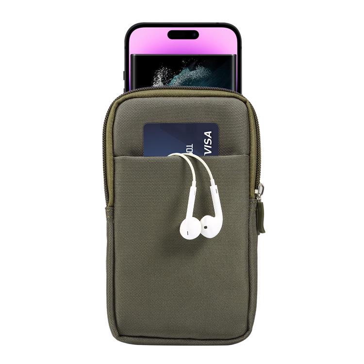 Nylon Mobile Phone Waist Bag with Double Zippers for Men