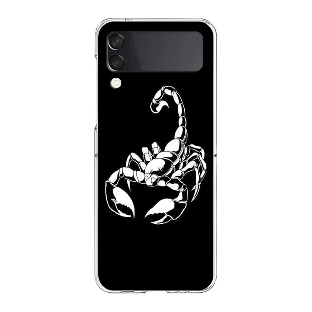 Phone Cover For Samsung Galaxy Z Flip 6 5 4 Case Transparent For Samsung Z Flip 3 Hard PC Foldable Shell Cartoon Scorpion Capas