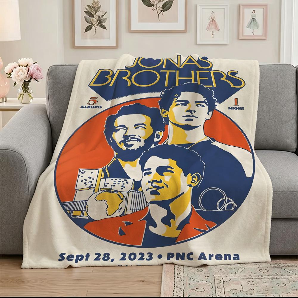 Music J-Jonas B-Brothers Throw Soft Warm Flannel Blanket, Multi-use Throw for Bed Sofa Office, Air Conditioning Nap Blanket