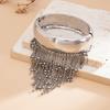 Trendy Geometric Metal Bead Bracelet with Stylish Tassels Details Dangling Charm Handchain For Daily Wear