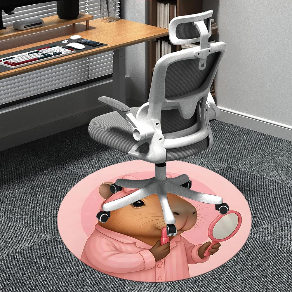 

1pc Capybara Makeup Chair Carpet for Office, Soft Comfortable Mat For Office, Living Room, Bedroom, Machine Washable Carpet yy251112052 80cm by 80cm