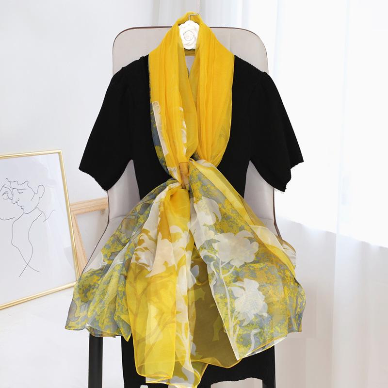Spring Silk Sunscreen Scarf: Lightweight Women's Shawl for Outdoor Travel & Beach