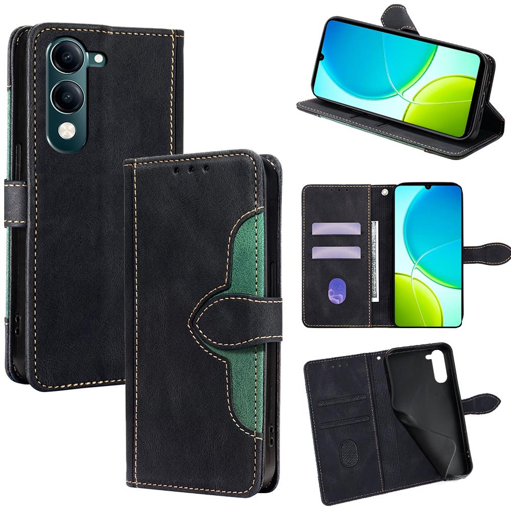 Pro vivo Y29s 5G/Y04 4G Pouzdro Kožené Peněženkové Pouzdro na Telefon se Slaměným Kloboukem Magnetická Spona