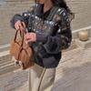 Fair Island sweater women's autumn and winter polo lapel soft waxy jacquard knitted sweater with bottoming top