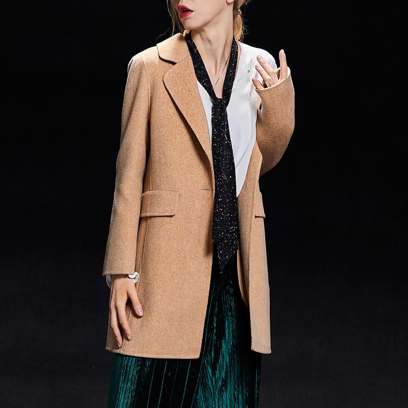 

Осеннее пальто из двусторонней шерсти для пожилых, тонкое, с темпераментом, короткое шерстяное пальто в елочку, шерстяное пальто 2XL recommends about 141-77.5kg