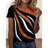 Fashion Women's Crew Neck Short Sleeve 3D Color Printing Striped Short Sleeve Crew Neck T-Shirt