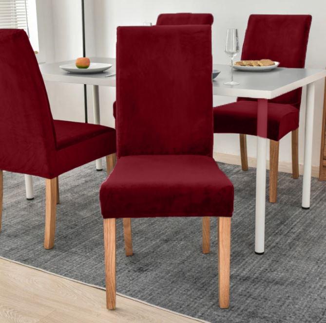 Cover Chair Velvet Dark Red Thick