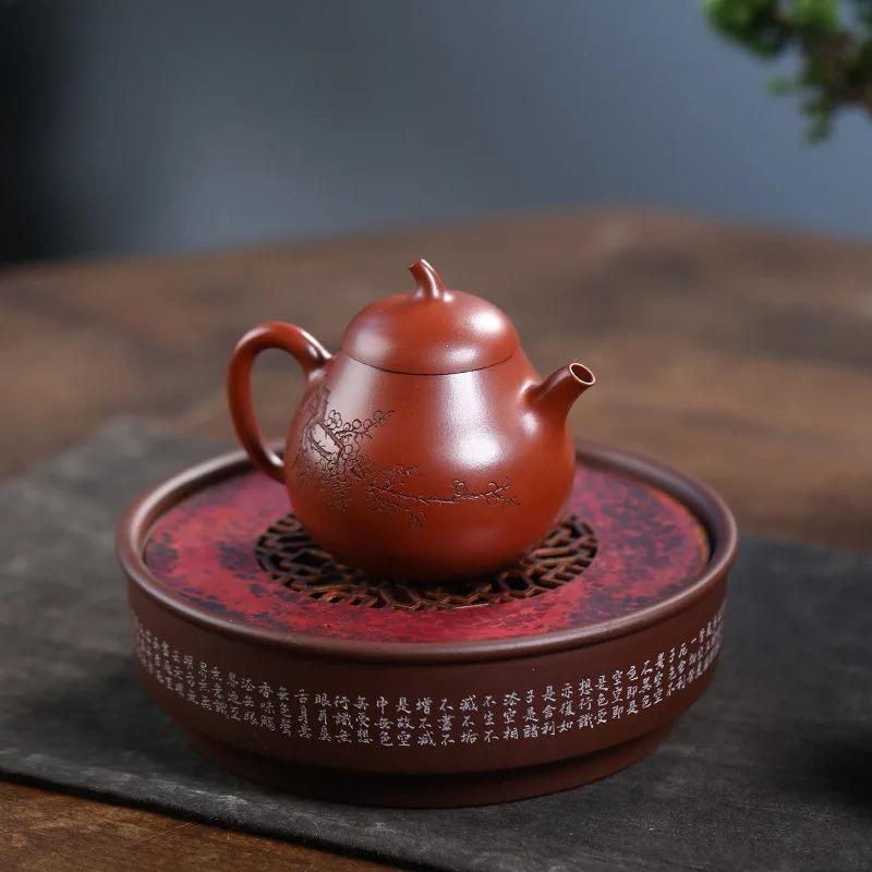 150ml Creative Yixing Purple Clay Teapots Handmade Eggplant Pot Raw Ore Red Leather Dragon Mud Kettle With Strainer Zisha Teaset