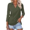 Women's Casual V-Neck Three-Quarter Sleeve Blouse with Print for Summer