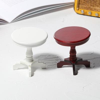 1PC Toy House Restaurant Small Round Table Mini Furniture Small Round Table Miniature Scene Ornaments Shooting Props