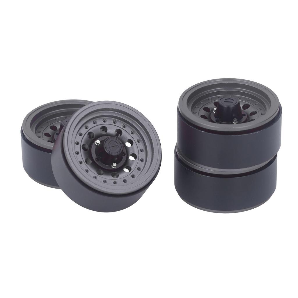 4PCS RC Beadlock Wheel Rim Set 1.9 Inch Aluminum Alloy 1 10 RC Car Wheel Hub for Axial SCX10 I II III Grey