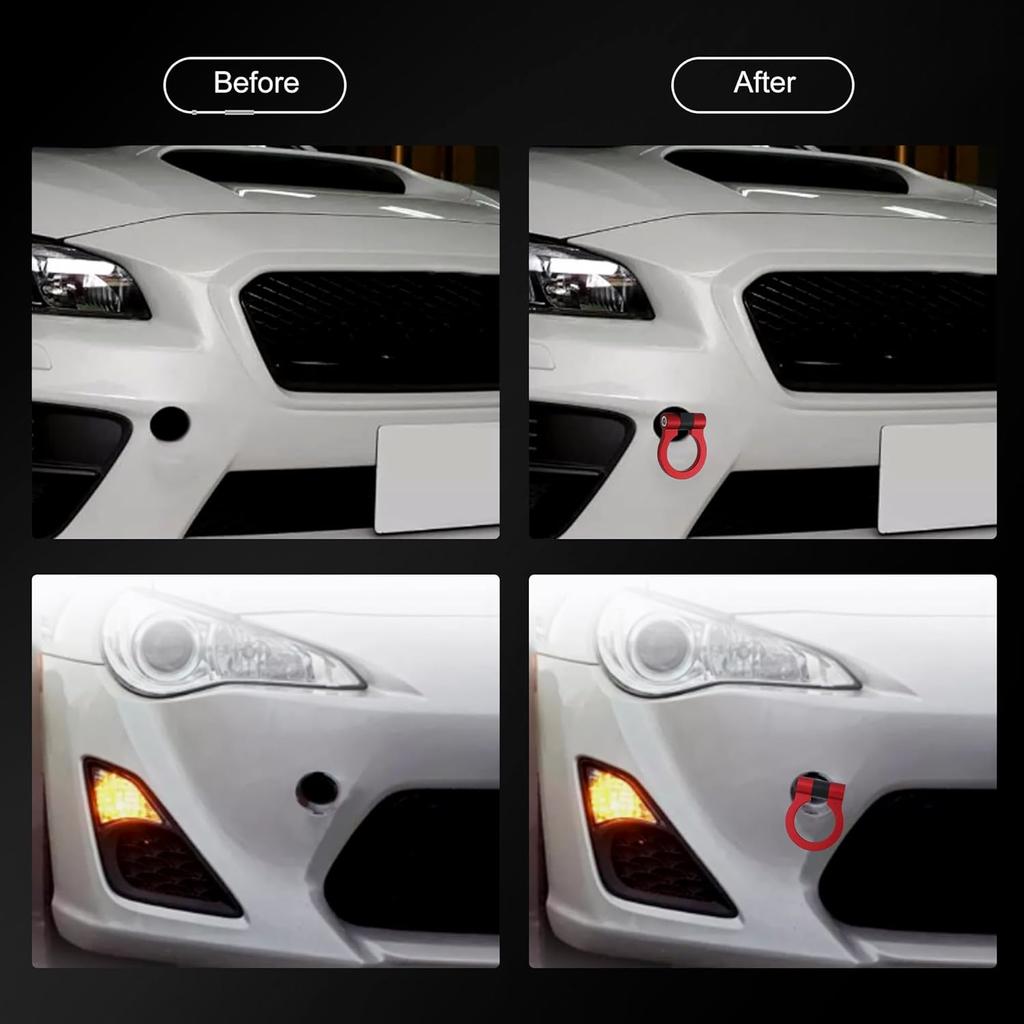 WRX Racing Tow Hook,IS2303 Front Tow Hook Ring Tow Eye Billet Aluminum Red Tow Hook for BRZ/Impreza/WRX/STi(Red)