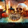 Glass Pumpkin Light Battery Powered LED Light-up Pumpkin Lantern for Halloween Fall Thanksgiving Desk Decor