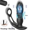 3 In 1 Thrusting Anal Vibrator Remote Control Dildo Prostate Stimulator Massager Delay Ejaculation Cock Ring Sex Toy for Men Anal Plug with Telescopic