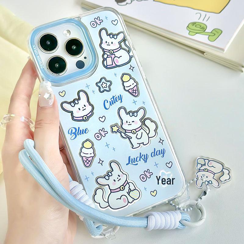 Zhitai Cartoon Lanyard Mirror Case for iPhone 12/13/14/15 Pro/16 Pro Max