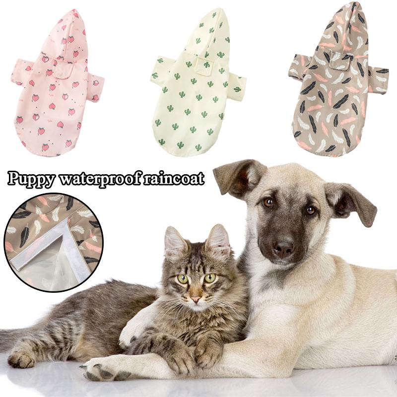 

Плащ для домашних собак, с капюшоном с мультяшным принтом для маленьких и средних собак, водонепроницаемое дождевик для кошек, одежда для щенков, уличная куртка для домашних животных