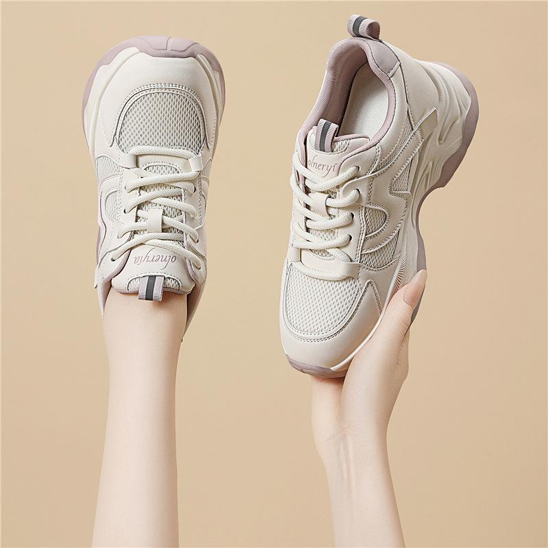 Versatile new dad shoes fashion spring mesh breathable white shoes thick-soled cm height increase casual sports women's shoes