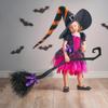 Halloween Party Witch Broom Plastic Broomsticks Kid Broom with Ribbons Props for Halloween Cosplay Costume Party Decor